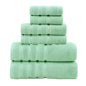 Luxury Cotton Towel Set | 6-Piece | Ultra-Soft Bath, Hand & Washcloth | Green