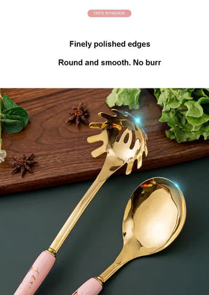 White Gold Stainless Steel Kitchen Utensil Set | 7-Piece Golden Cooking Tools with Stand