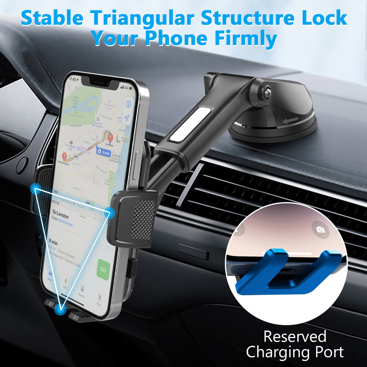 ML-236 Adjustable Car Phone Holder | Universal Suction Mount for Dashboard & Windscreen