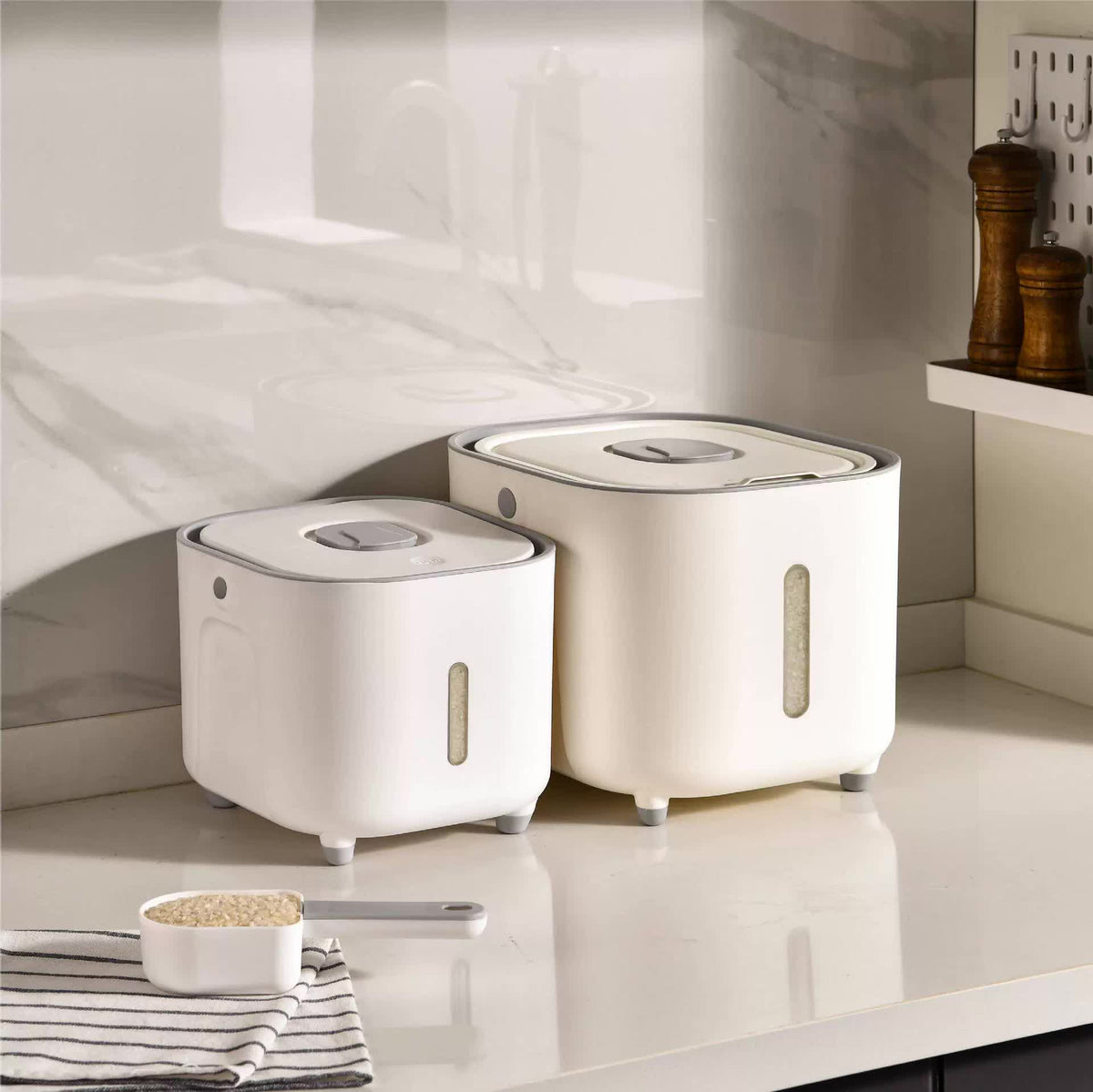 Large Capacity Rice Storage Container with Handle | Airtight, Press-to-Open Design for Convenient Rice Storage, 262924cm