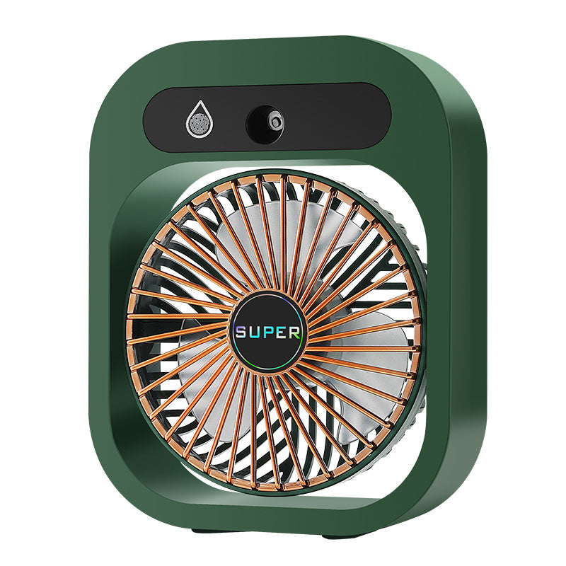 Portable USB Rechargeable Misting Fan | Green | Compact Personal Fan with Cooling Spray
