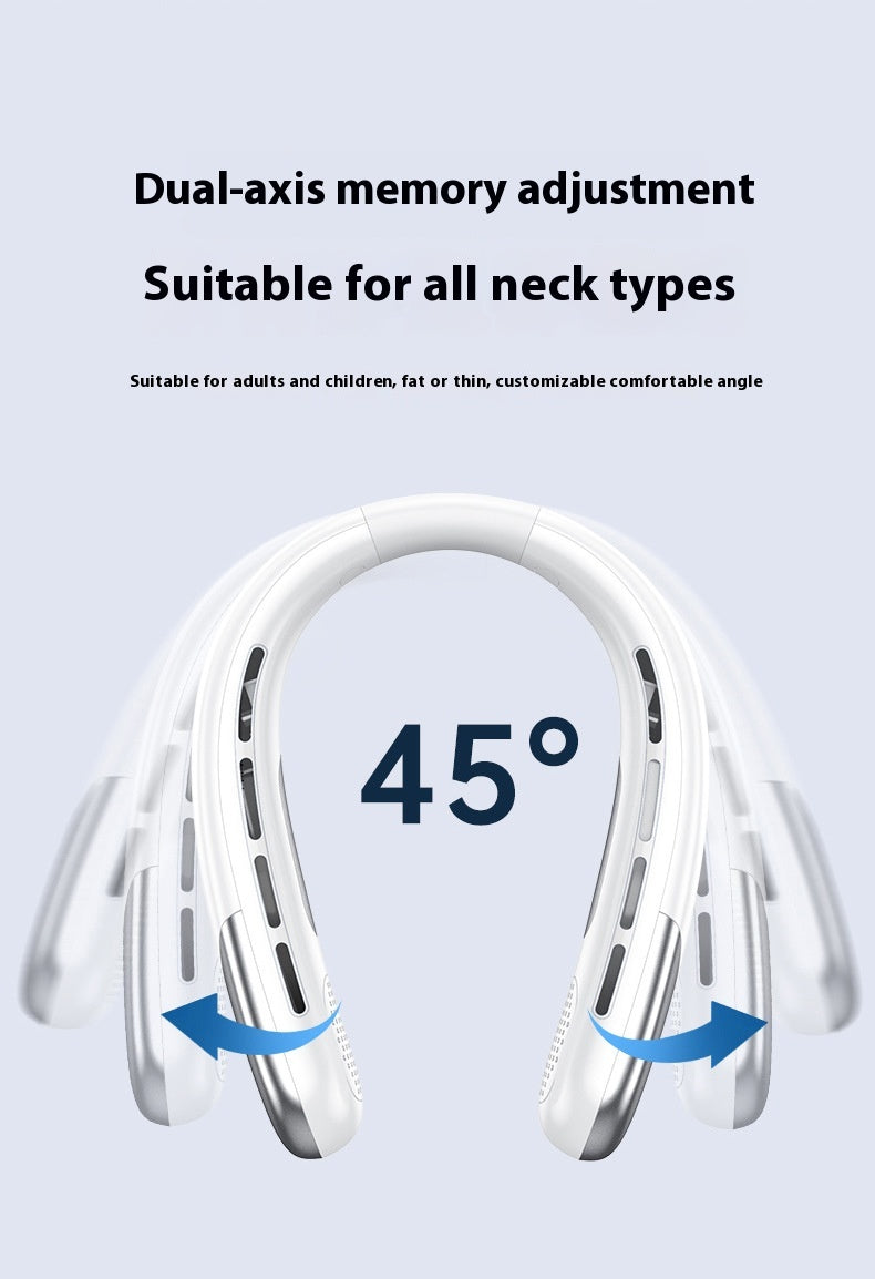 Rechargeable Neck Fan with Digital Display | Blue | 2400mAh | Adjustable Speed | Wearable Cooling