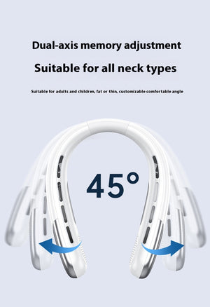 Rechargeable Neck Fan with Digital Display | Blue | 2400mAh | Adjustable Speed | Wearable Cooling