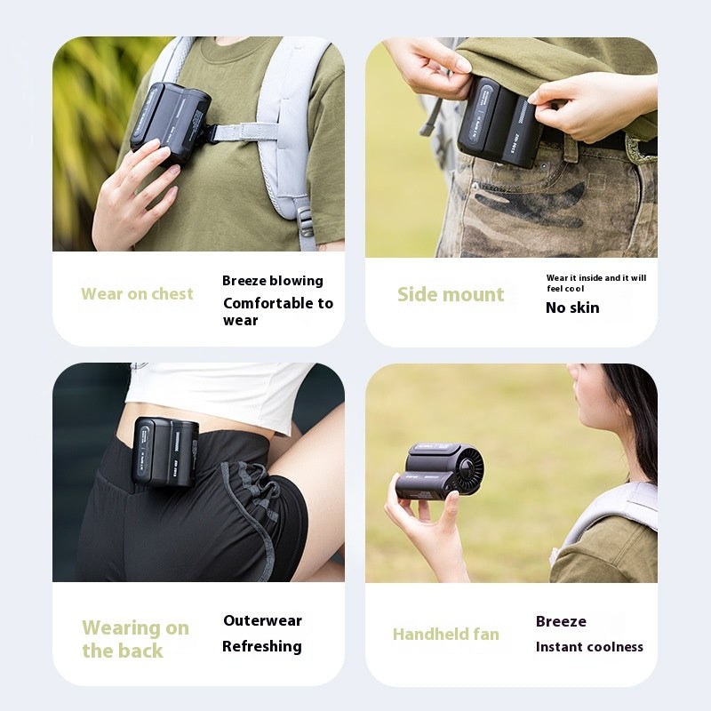 Portable Outdoor Waist Fan | Black | Wearable Hands-Free Cooling Device