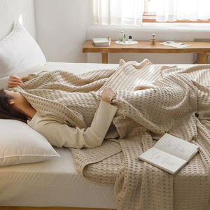 Cotton Waffle Blanket | 200x230cm | Cooling & Lightweight Throw Blanket | Green