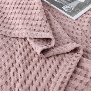 Cotton Waffle Blanket | 200x230cm | Lightweight & Cozy Blanket | Yellow