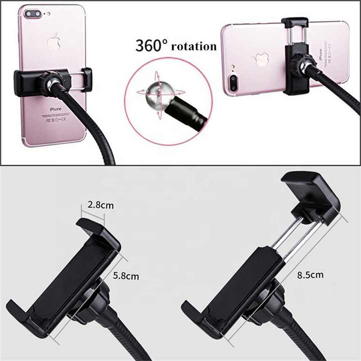 Flexible LED Ring Light with Phone Holder | Adjustable Brightness & Clip Base for Streaming or Photography