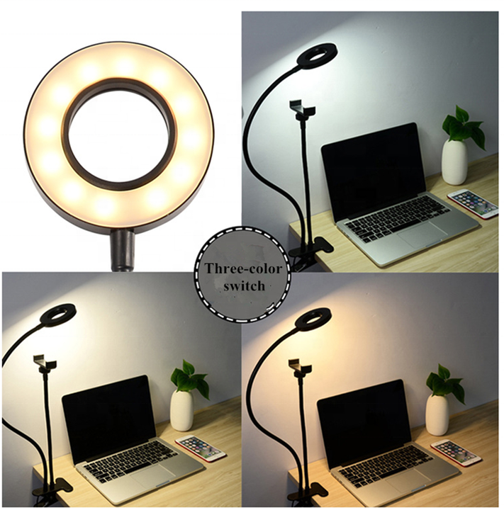 Flexible LED Ring Light with Phone Holder | Adjustable Brightness & Clip Base for Streaming or Photography