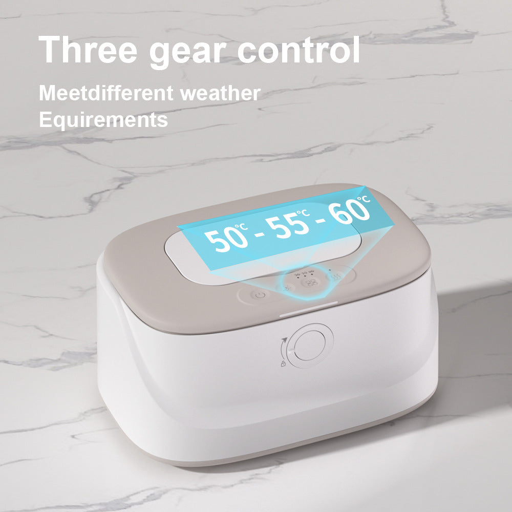 White USB-Powered Baby Wet Wipes Warmer | Portable & Adjustable Heating
