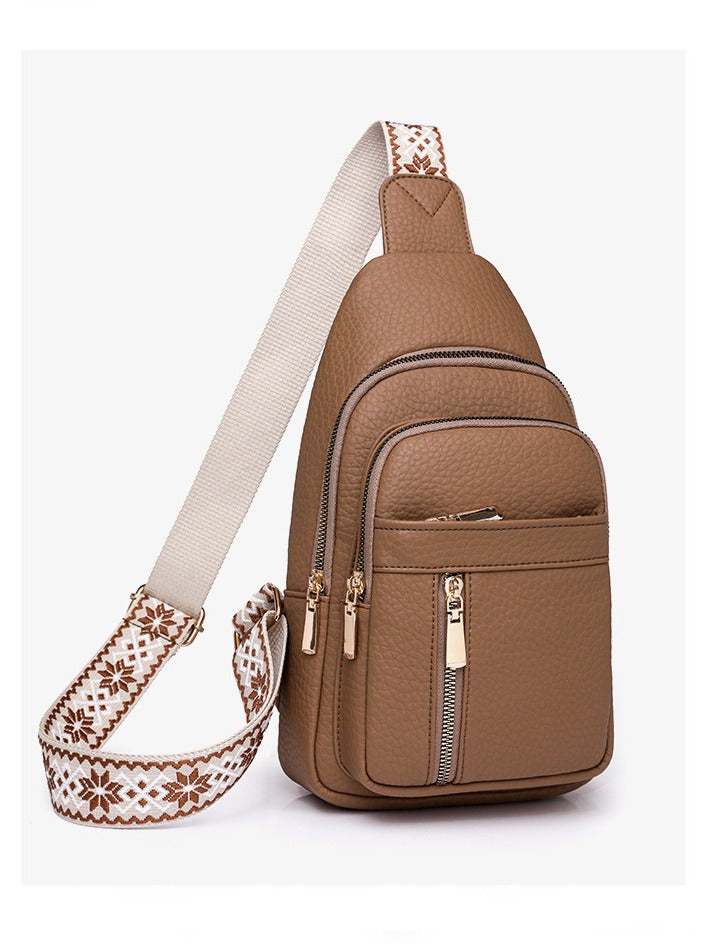 Khaki Stylish PU Leather Crossbody Sling Bag | Compact & Multi-Functional | Versatile Design