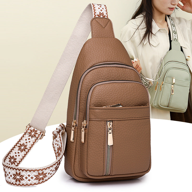 Khaki Stylish PU Leather Crossbody Sling Bag | Compact & Multi-Functional | Versatile Design