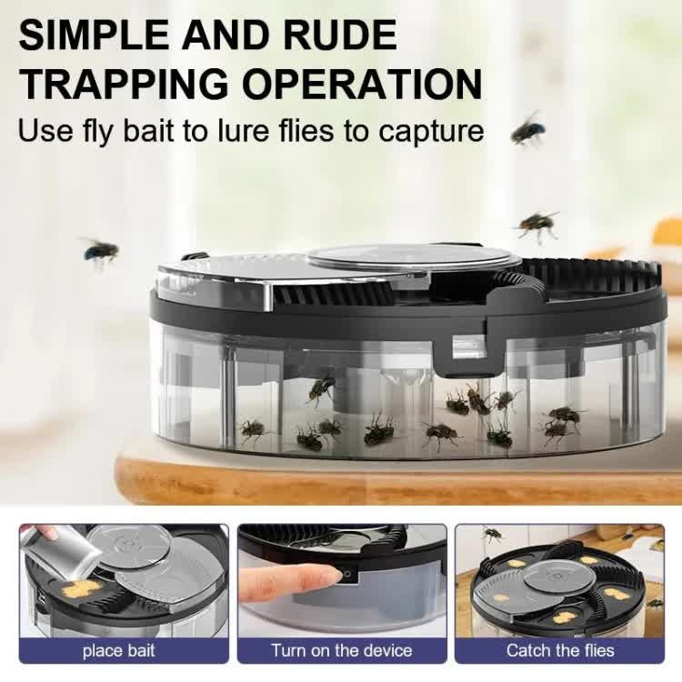 Black Electric Rotating Fly Trap | 360° Efficient Insect Catcher | Indoor Use