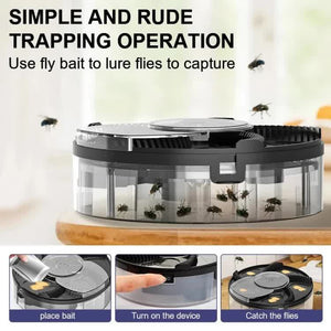 Black Electric Rotating Fly Trap | 360° Efficient Insect Catcher | Indoor Use
