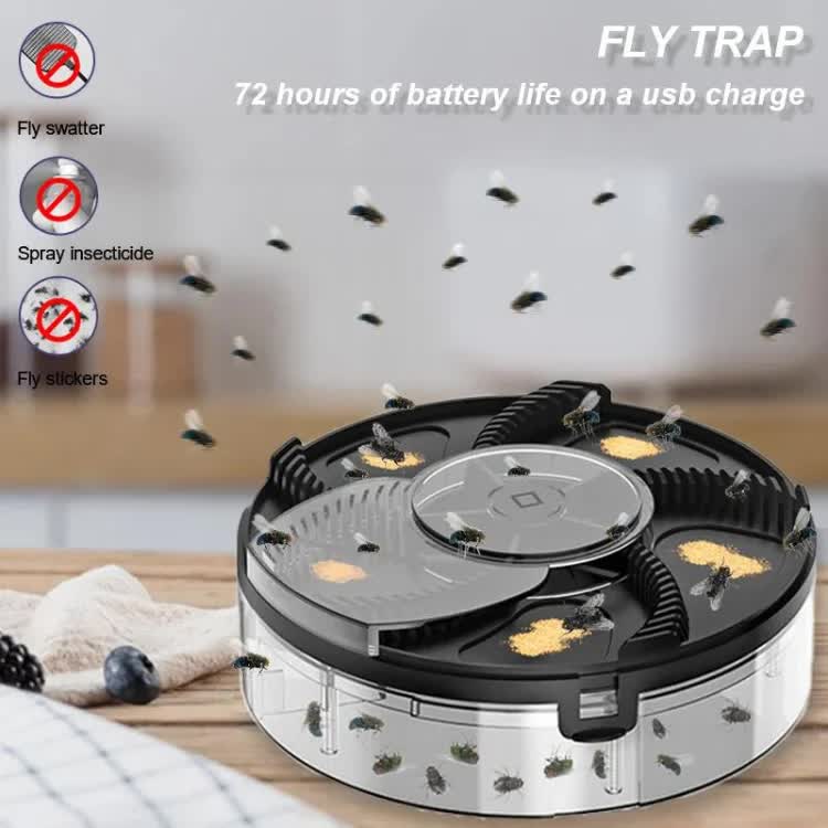Black Electric Rotating Fly Trap | 360° Efficient Insect Catcher | Indoor Use