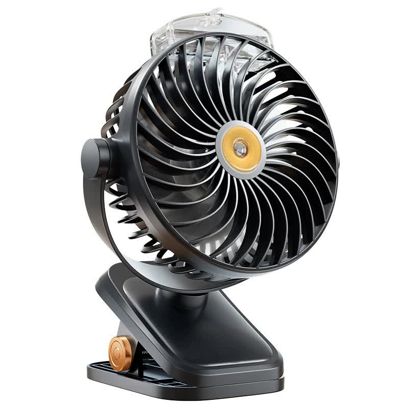 Black Portable Clip-On Mist Fan | Rechargeable Cooling Fan | Adjustable Spray Modes | Compact Design