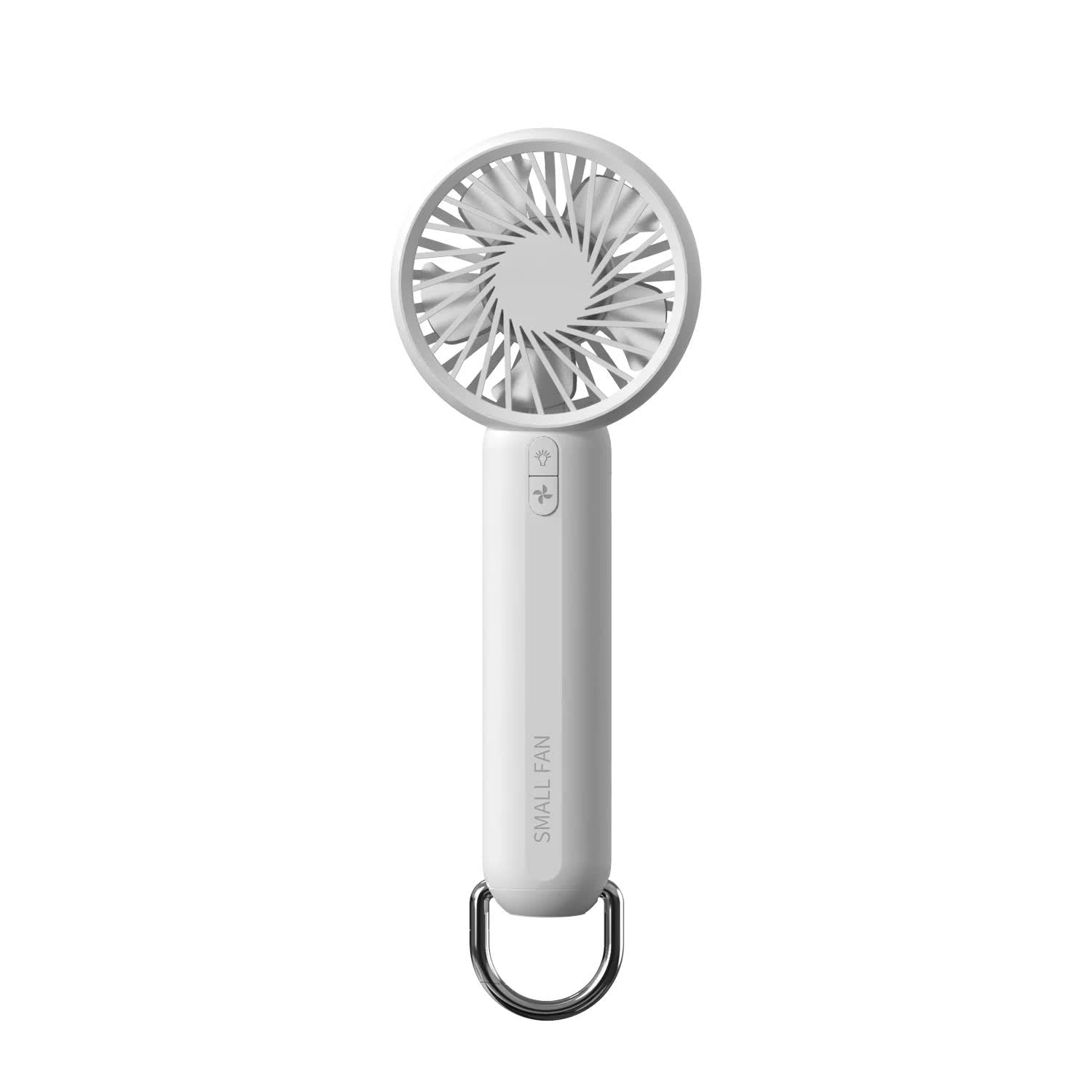 White Mini Handheld Rechargeable Fan | Portable USB-Powered Cooling | Keyring Included