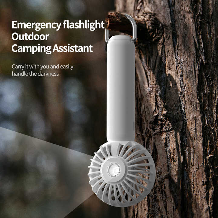 White Mini Handheld Rechargeable Fan | Portable USB-Powered Cooling | Keyring Included