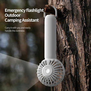 White Mini Handheld Rechargeable Fan | Portable USB-Powered Cooling | Keyring Included