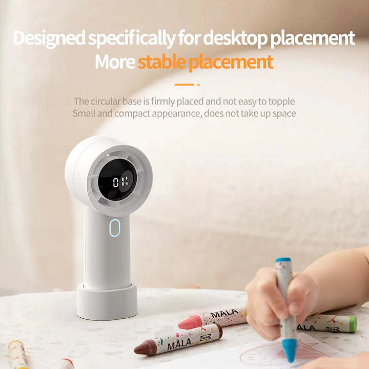 Portable Mini Bladeless Fan | Blue | Rechargeable Handheld Fan | LED Display | Compact Cooling Solution