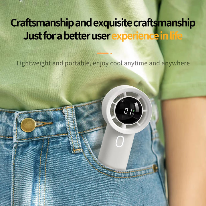 Portable Mini Bladeless Fan | Blue | Rechargeable Handheld Fan | LED Display | Compact Cooling Solution
