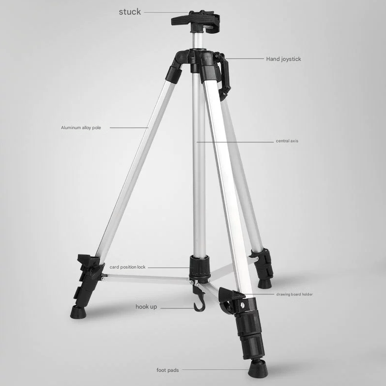 Silver Lightweight Adjustable Aluminum Camera Tripod | Carry Bag | Professional Photography Stand
