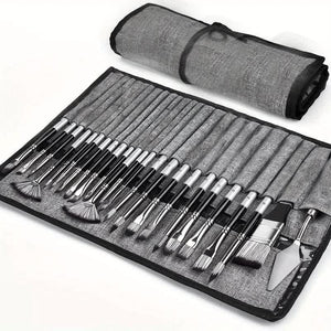 Professional Artist Brush Set | Portable Roll-Up Canvas Case | 36 x 26 cm