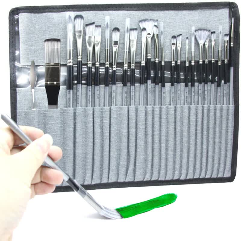 Professional Artist Brush Set | Portable Roll-Up Canvas Case | 36 x 26 cm