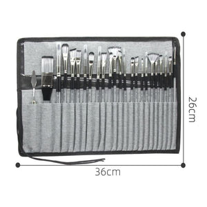 Professional Artist Brush Set | Portable Roll-Up Canvas Case | 36 x 26 cm