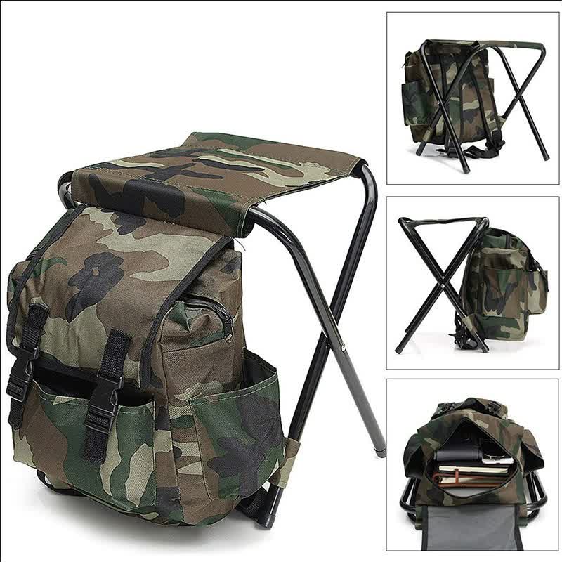 Camouflage Foldable Backpack | With Built-in Chair | Multi-Functional Outdoor Camping Stool Bag