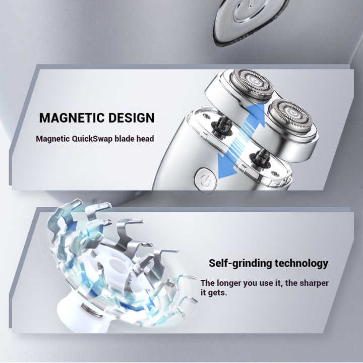 Blue Portable Twin-Head Electric Shaver | Compact Rechargeable Razor | For Men