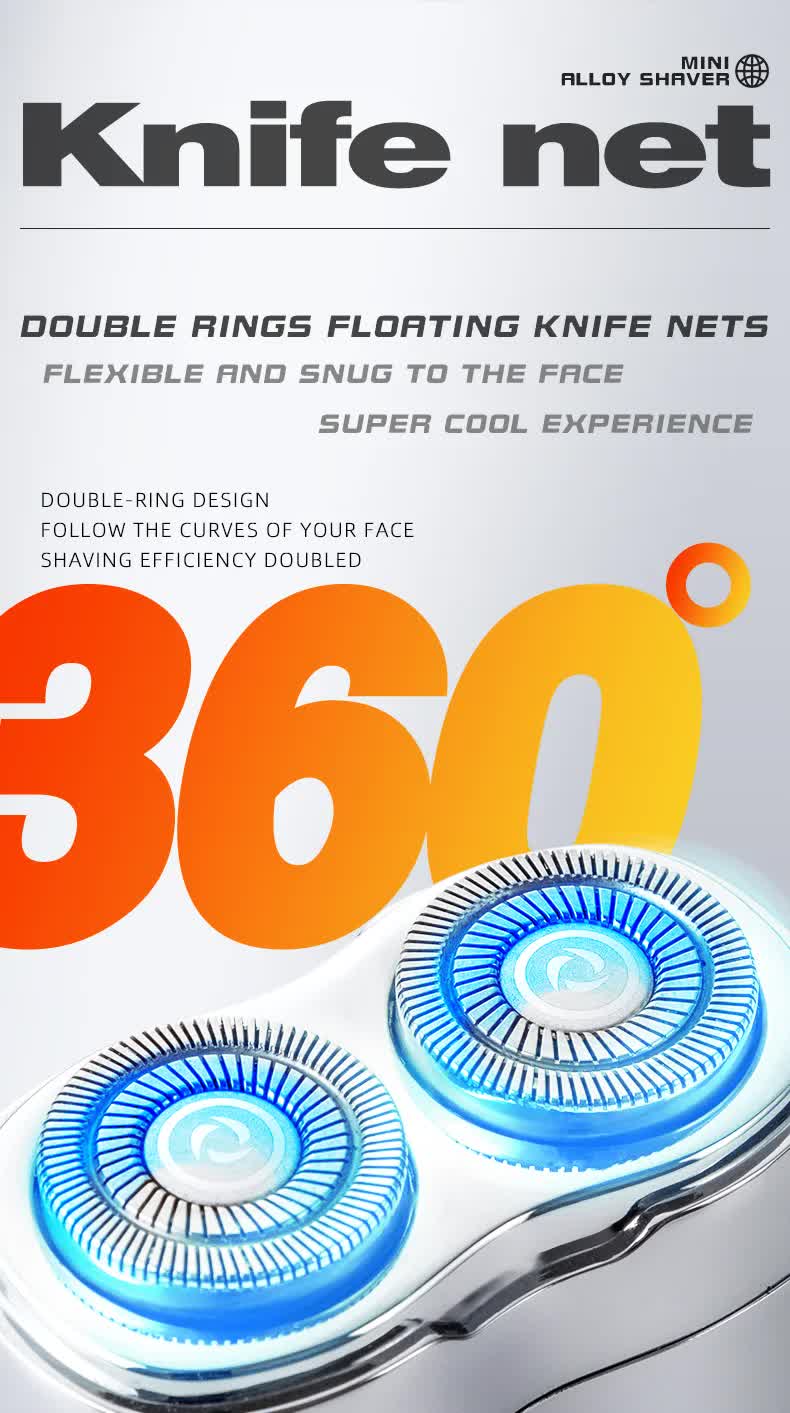 Silver Portable Twin-Head Electric Shaver | Compact Rechargeable Razor | For Men