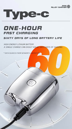 Silver Portable Twin-Head Electric Shaver | Compact Rechargeable Razor | For Men