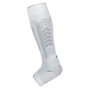 L | White | Compression Sports Calf Sleeves | Silicone Shock Absorption | Protective Leg Support for Running and Training