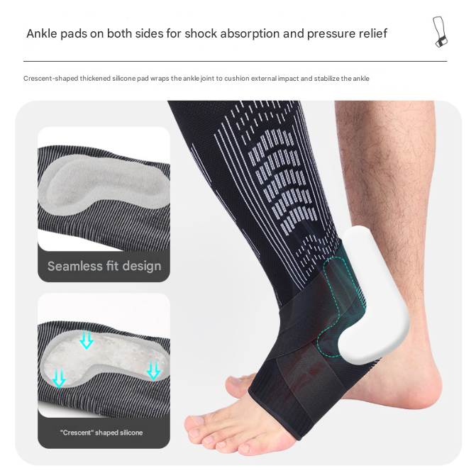 L | White | Compression Sports Calf Sleeves | Silicone Shock Absorption | Protective Leg Support for Running and Training