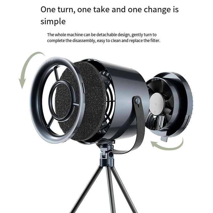 White Portable Retro-Style Desktop Air Purifier | Tripod Stand | Compact & Efficient