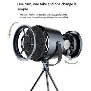 White Portable Retro-Style Desktop Air Purifier | Tripod Stand | Compact & Efficient