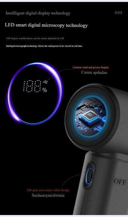 Black Portable 2-in-1 Mini Handheld Fan and Hair Dryer | Compact & Versatile