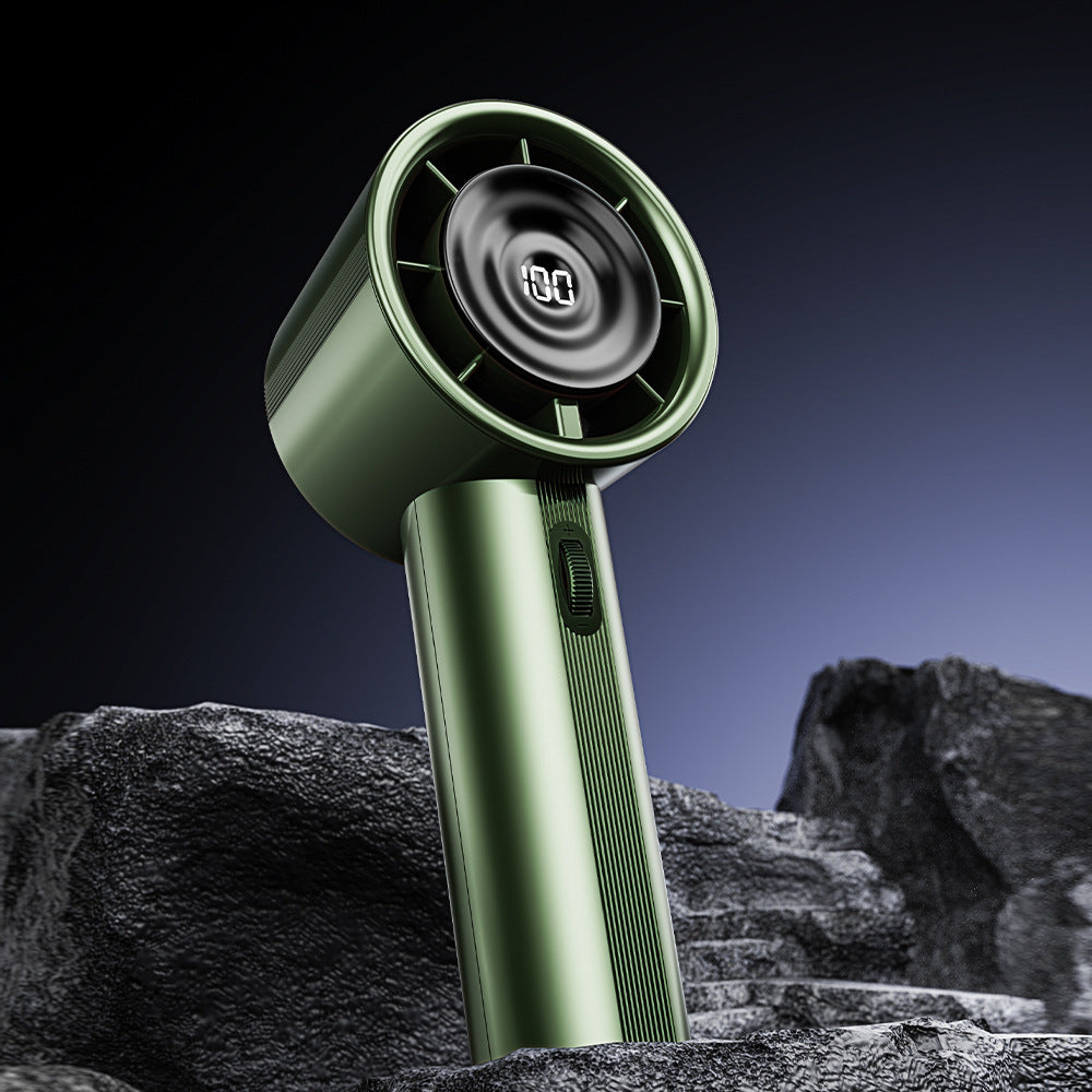 Green High-Power Portable Handheld Fan | Digital Display