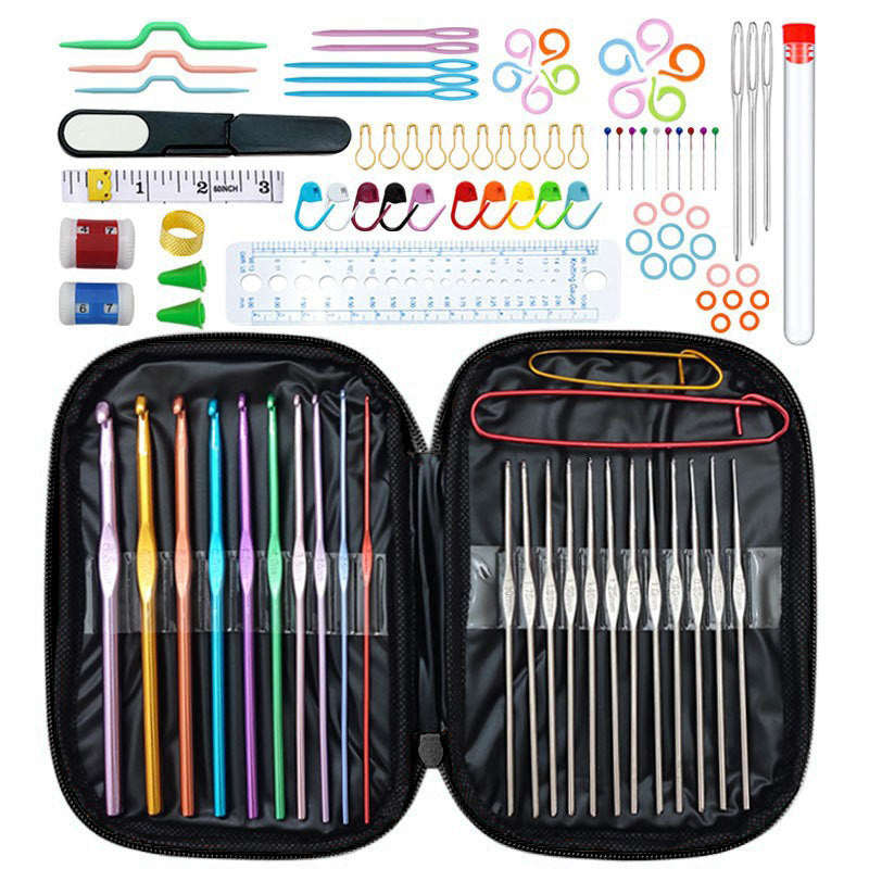 Black 100-Piece Crochet Kit with Storage Case | For Beginners and Professionals