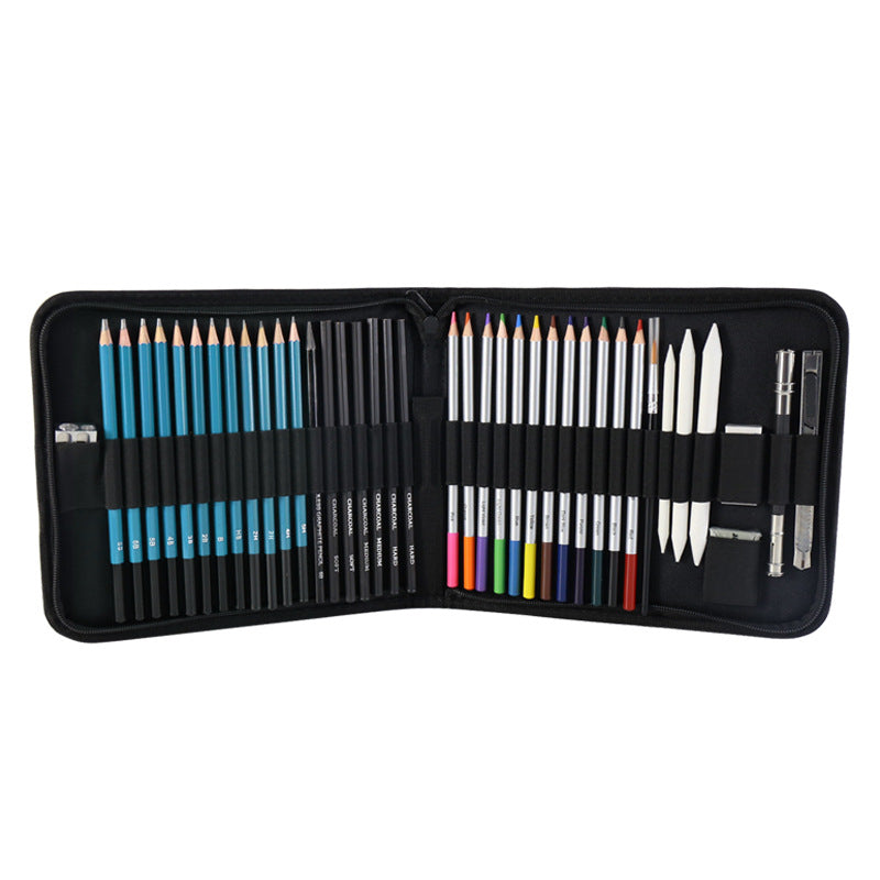 Light Blue 40-Piece Drawing Pencil Set | Professional Art Kit | Convenient Storage Case