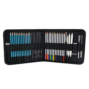 Light Blue 40-Piece Drawing Pencil Set | Professional Art Kit | Convenient Storage Case