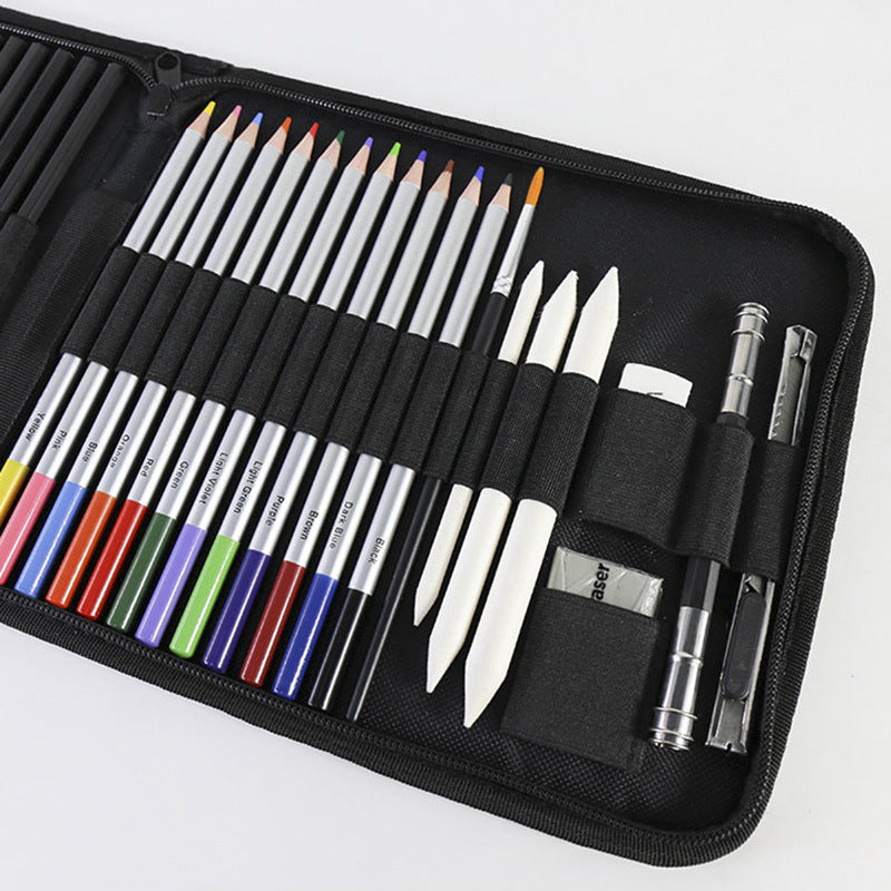 Light Blue 40-Piece Drawing Pencil Set | Professional Art Kit | Convenient Storage Case