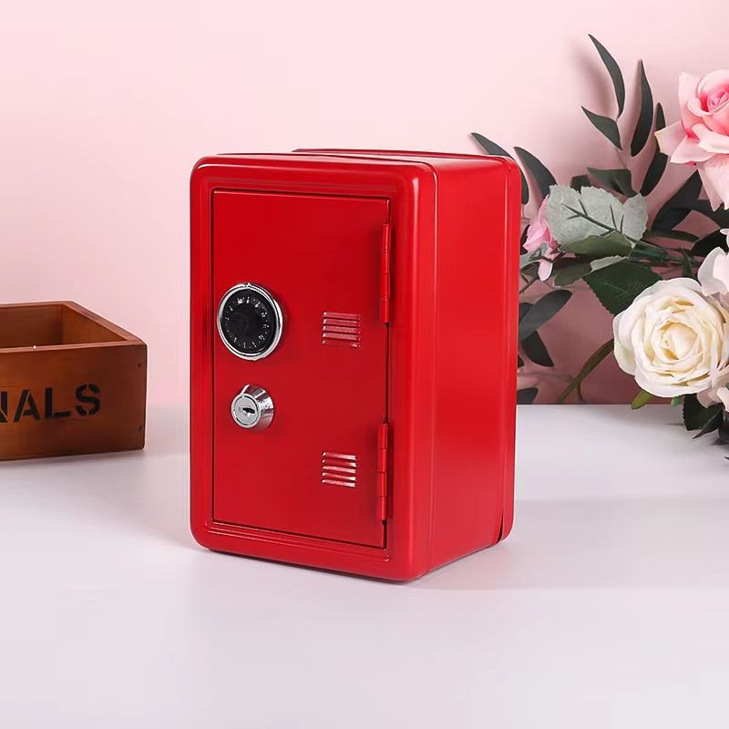Mini Metal Safe Box | Red | Compact Security Storage with Combination Lock & Key
