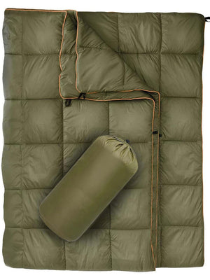 Compact Lightweight Quilted Blanket | Military Green | Soft, Warm & Portable for Outdoor Adventures