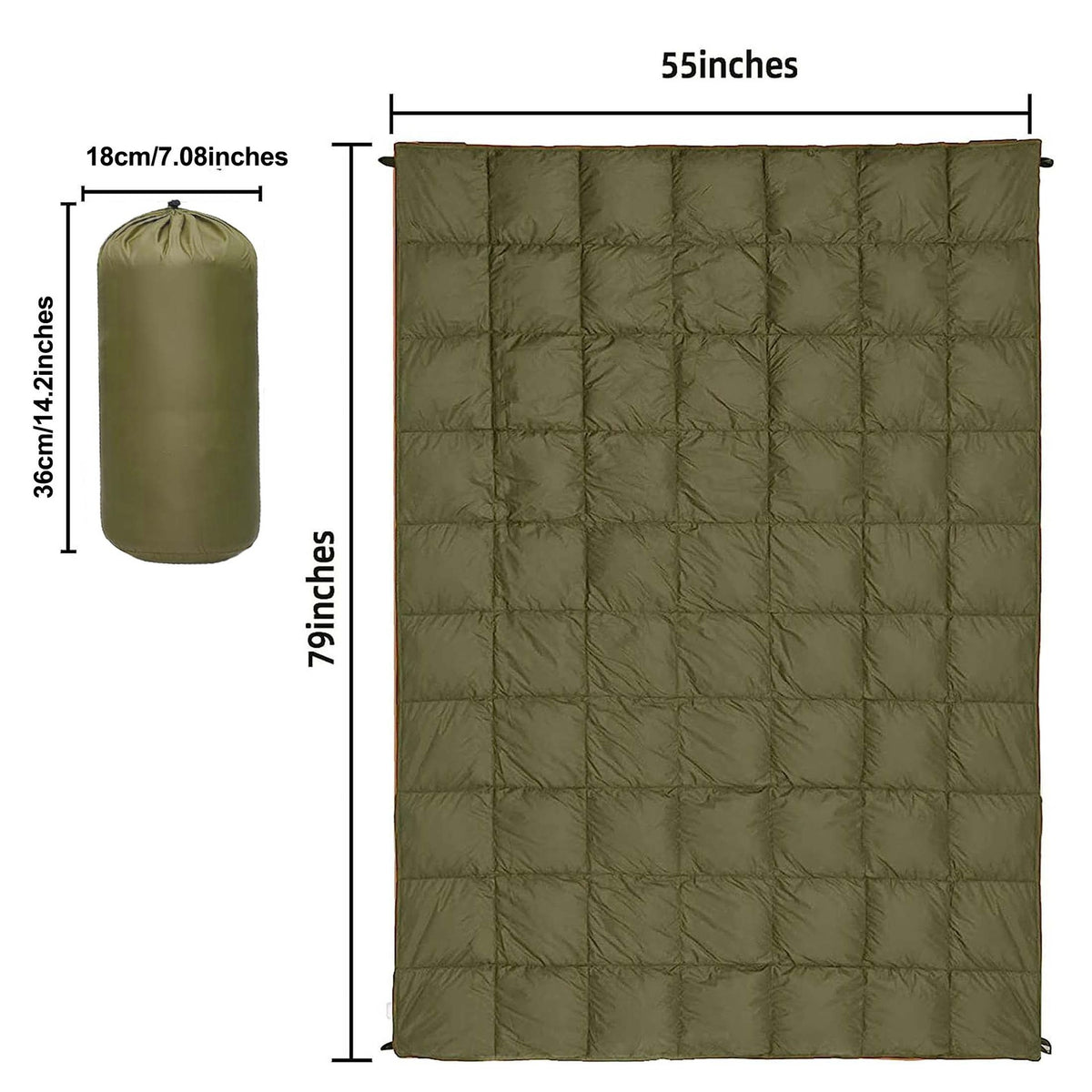 Compact Lightweight Quilted Blanket | Military Green | Soft, Warm & Portable for Outdoor Adventures