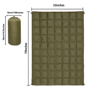 Compact Lightweight Quilted Blanket | Military Green | Soft, Warm & Portable for Outdoor Adventures
