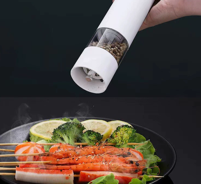 Electric Salt & Pepper Grinder | Black & Red | Modern Compact Design for Effortless Seasoning