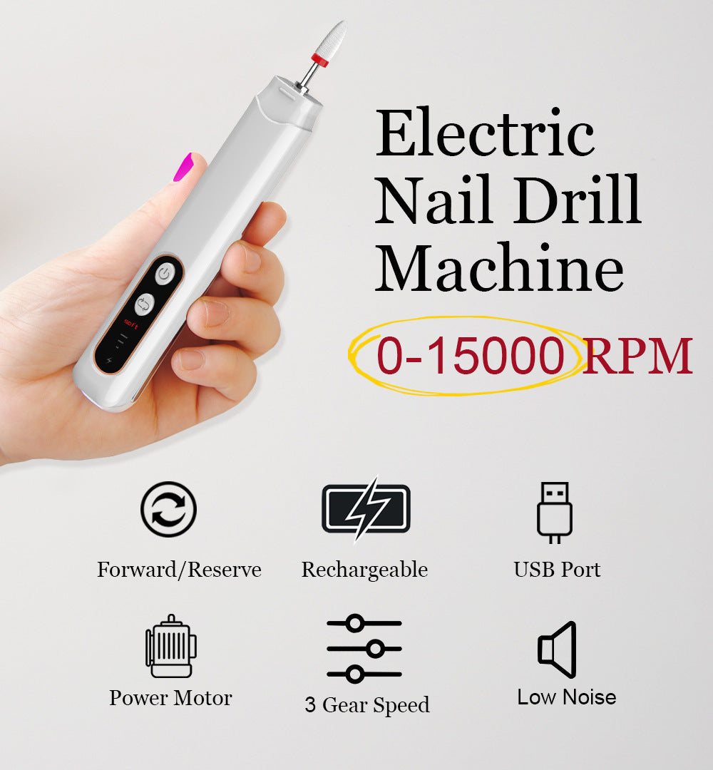 Electric Nail Drill Set | Portable Nail Polishing Tool with Multiple Attachments for Professional Use