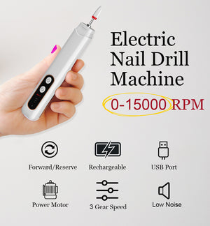 Electric Nail Drill Set | Portable Nail Polishing Tool with Multiple Attachments for Professional Use