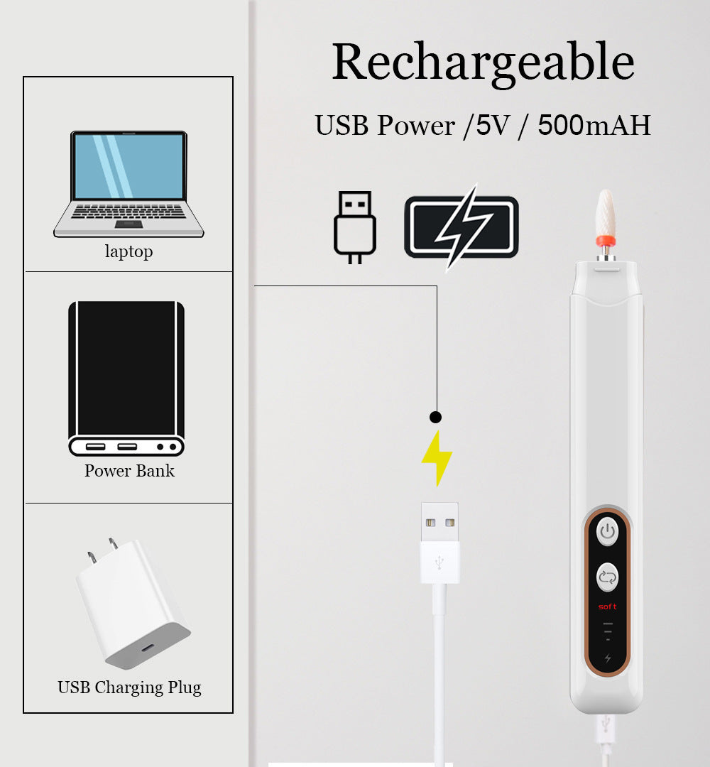 Electric Nail Drill Set | Portable Nail Polishing Tool with Multiple Attachments for Professional Use